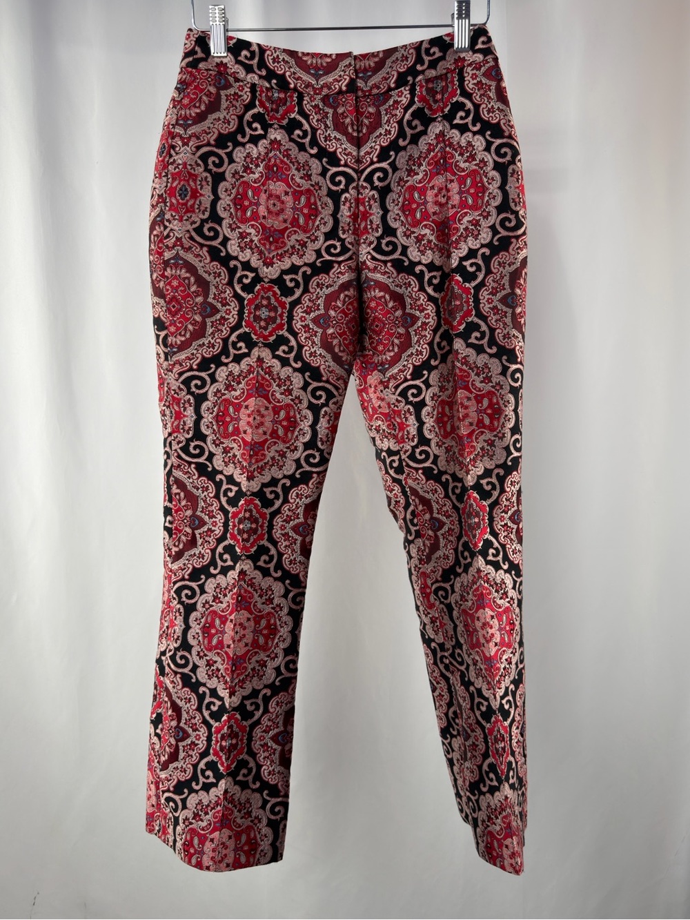 Kate Spade Black Tapestry Pant with Red and Pink Medallion Jacquard Paisley